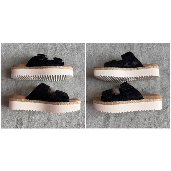 NWT Clarks Lana Beach Flatform Slip-On Platform Sandal Animal Print Black Camo - Picture 5 of 12